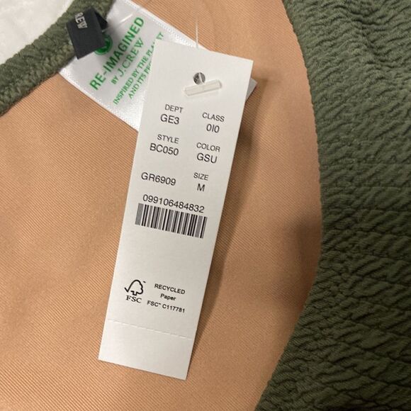 NWT J.Crew Textured curved-waist cheeky bikini bottom in green size Medium - Picture 4 of 10